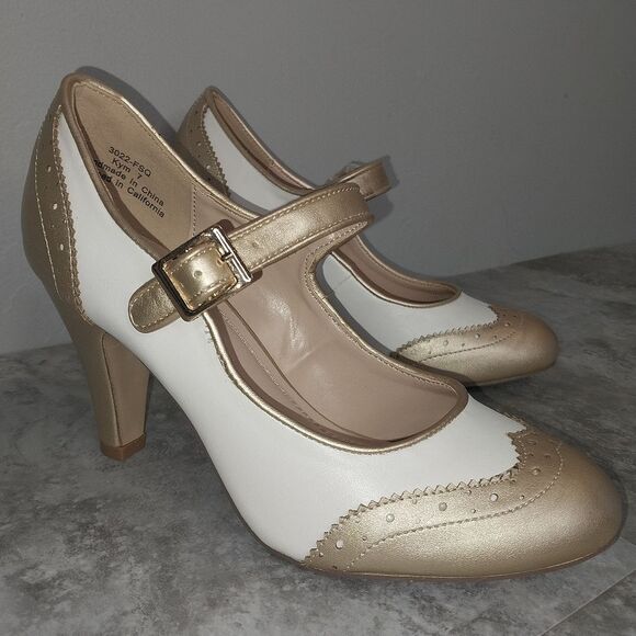 J. Adams Retro Style Womens Size 7 Mary Jane Heels Pin up Oxford Shoes - Picture 6 of 10
